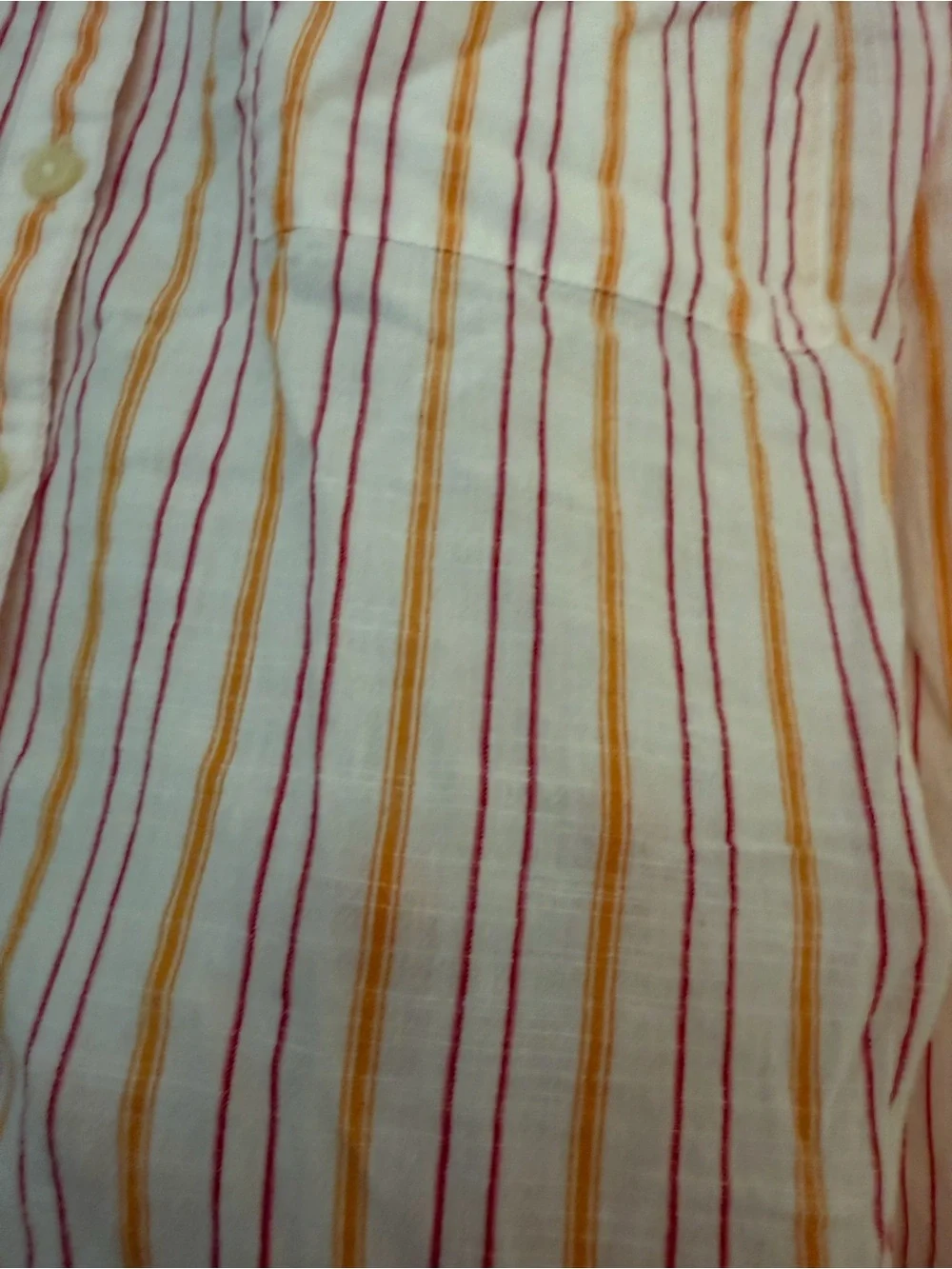 LOFT 100% Cotton Striped Button Down Shirt Medium Pink Orange White